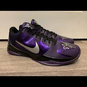 RARE 🔥 NIKE ZOOM KOBE 5 PURPLE INK PE PROMO SAMPLE AUTOGRAPHED BY SHANNON BROWN